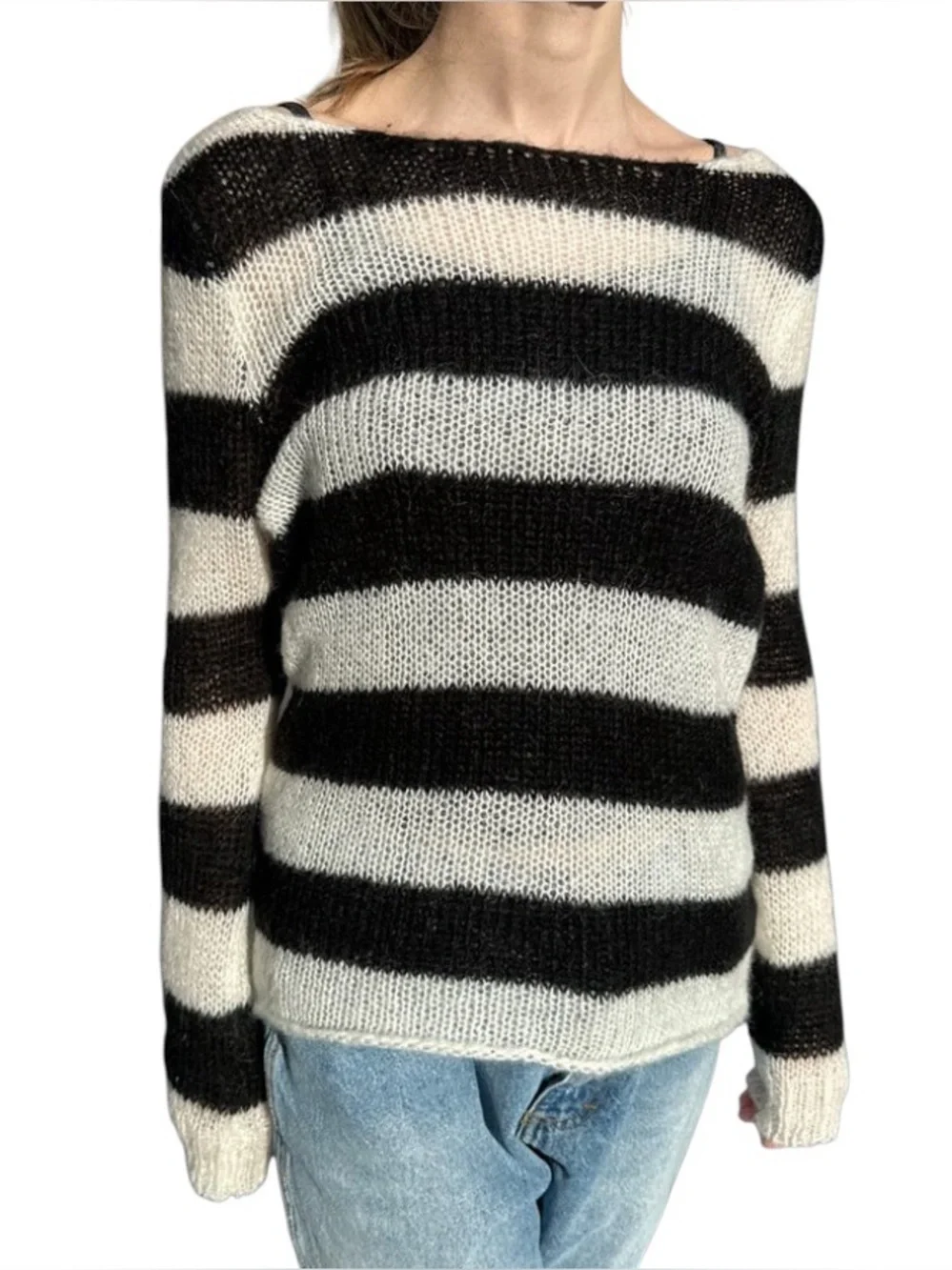 Brandy Melville John Galt Colette Striped Sweater Black & White Size S - Picture 1 of 11
